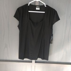 Black capped sleeve top